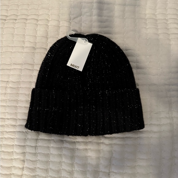 Mixit Black and Silver Scarf, Hat & Knit Gloves Set - Picture 2 of 4